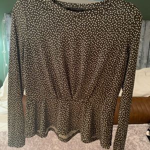 Olive green polka dot peplum